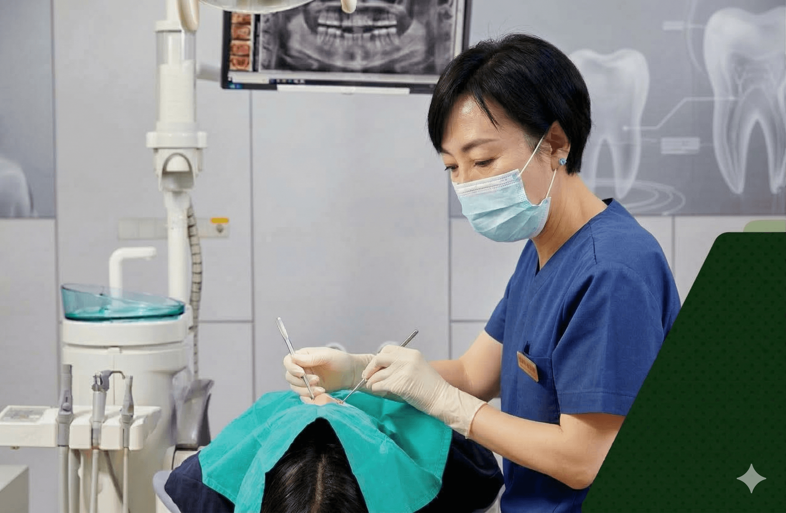 환자를 진료 중인 교정 담당의